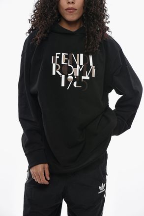 Fendi Cotton Fleece Hoodie with Embossed Logo Fendi