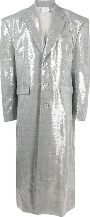 VETEMENTS Geruite Paillettenjas - Dames - Mantel - Wit - S - Pailletten - Jassen