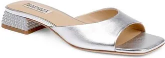Badgley Mischka Oahu Slide Sandal in Silver Leather at Nordstrom, Size 7.5