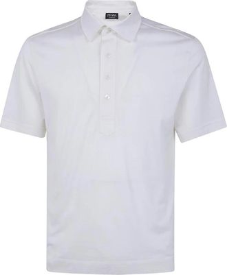 Ermenegildo Zegna Poloshirt met korte mouwen - Heren - Polos - Wit - M - Katoen - Tops