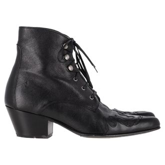 Saint Laurent Saint Laurent Westerse Veterschoenen Enkellaarsjes in Zwart Leer