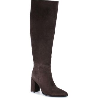 Diba TEXT BACK Suede Stove Pipe Tall Boot in Dark Brown at Nordstrom, Size 6.5