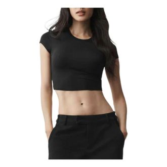 Alo (WMNS) ALO Alosoft Crop Finesse T-Shirt Black W1406R-651455006