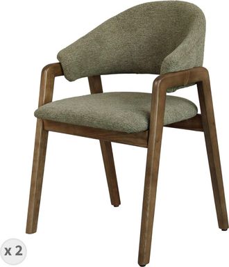 Moloo Silla de tela verde y fresno teñido de nogal (x2)