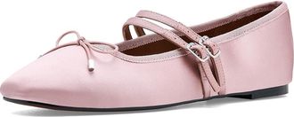 Madewell Greta Bow Double Strap - Satin Womens Dress Flat Shoes Wisteria Dove : 10.5 M, Leather