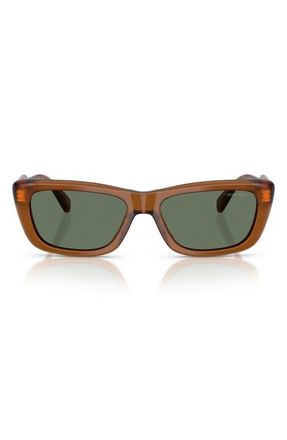 Miu Miu 56mm Rectangular Sunglasses in Amber /Dark Green at Nordstrom