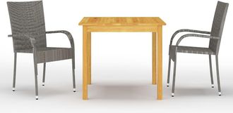 vidaXL Juego De Comedor Para Jard&iacute;n 3 Piezas Gris Vidaxl