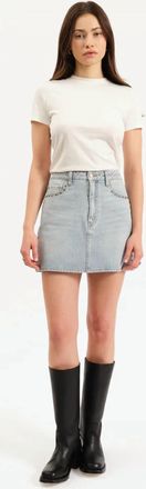Daze Studded Denim Skirt In Blue
