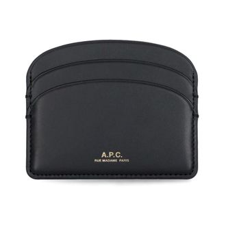 A.P.C. Wallets & Cardholders, female, Black, Size: ONE SIZE Black Leather Cardholder with Golden Logo