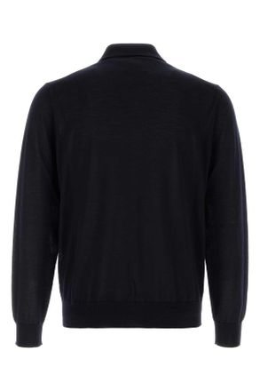 Prada Mens Midnight Blue Wool Polo Shirt Bleu Wv-Trochusniloticus T-shirts And Polos