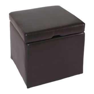 Hhg Hhg - Poggiapiedi Pouf Contenitore Sgabello Elegante Onex Pelle 44x44x45cm Fsc Marrone