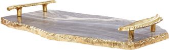 Beliani Vassoio Moderno In Marmo Grigio Scuro Con Maniglie Dorate Home Decor Zografou