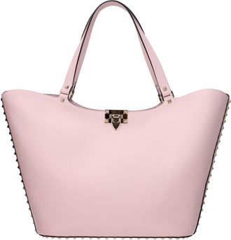 Valentino Garavani Borse a Spalla Rockstud Donna Pelle Rosa/Quarzo