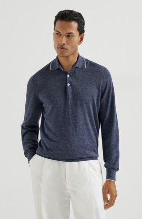 Brunello Cucinelli Lightweight knit Polo in Avio Blue at Nordstrom, Size 50 It