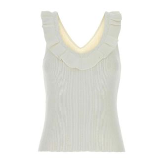 Blumarine V-neck Knitwear, female, White, Size: XS Top Scollo V