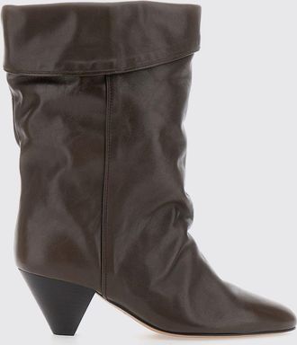 Isabel Marant Stivali al ginocchio Dalby in pelle con effetto stropicciato e tacco a cono