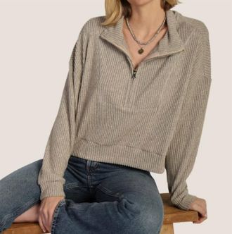 Dylan Hampton Zip Pullover In Heather Oat