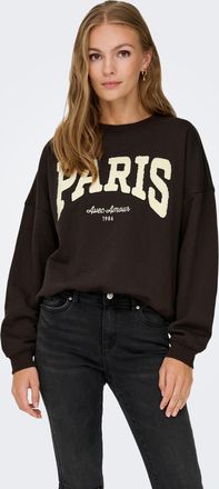 Jacqueline de Yong Sweatshirt JDY JDYMESA L/S O-NECK EMB SWEAT JRS NOOS, Damen, Gr. XL, ganache detail:paris cd emb, Sweatware, Obermaterial: 100% Baumwolle, bedruckt, r