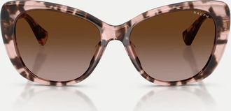 Ralph Lauren occhiali da sole a farfalla con lenti marroni in havana rosa lucido