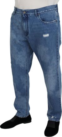 Dolce & Gabbana Mens Blue Washed Cotton Casual Denim Jeans Clothing