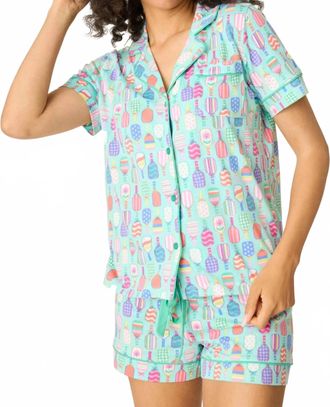 PJ Salvage Whimsy Paddle Party Short Pajama Set In Oasis Blue