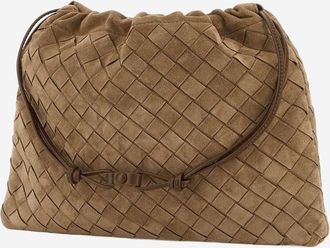 Bottega Veneta Womens Clutch Woven Suede Light Brown Bags