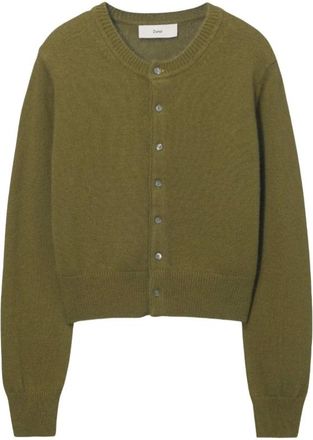 Dunst Truien & Vesten, Dames, Groen, L, Wol, Gebreide Cardigan met Ronde Hals