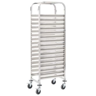 vidaXL Vidaxl - Carrito De Cocina 16 Bandejas Acero Inoxidable 38x55x163 Cm
