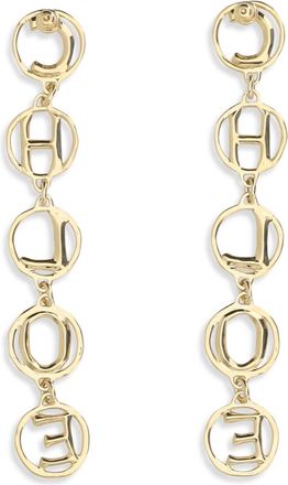 Chlo&eacute; Womens Script Drop Earrings Vintage Gold Brass