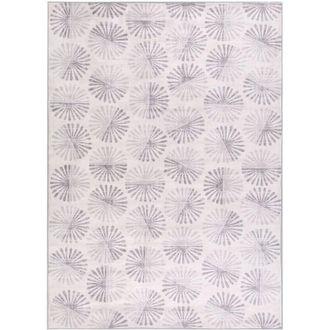 Beliani Area Rug Off-White Fabric 140 x 200 cm Modern Abstract Pattern Hallway For Underfloor Heating Anti-Slip Bottom CATAK