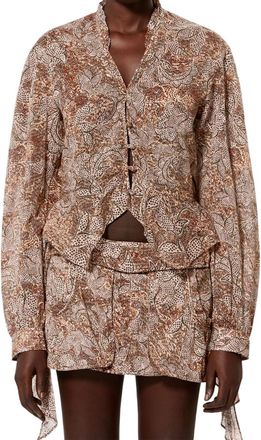 Isabel Marant Brown V-Neck Paisley Print Top