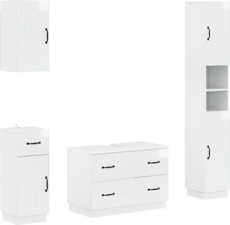 vidaXL Juego De Armarios De Ba&ntilde;o De 4 Piezas Hoorn Blanco Brillante Vidaxl