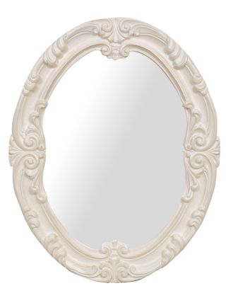 Biscottini International Biscottini - Espejo De Pared Espejo De Madera Blanco 105x85x6 Made In Italy Espejo Decorativo Colgante Espejo Oval Largo Vertical Horizontal