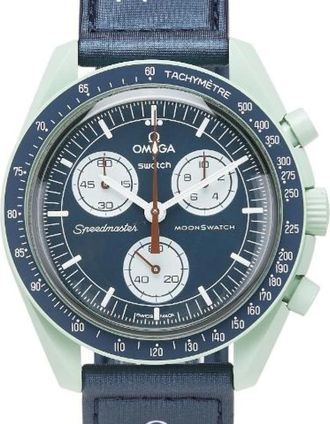 Omega Pre-owned Watches, male, Blue, Size: ONE SIZE Pre-owned MoonSwatch Mission on Earth Ceramic