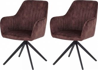 Hhg [nunca Usado] Juego De 2 Sillas De Comedor Hhg-139, Silla De Cocina Con Reposabrazos Giratorios Y Mecanismo De Retorno Autom&aacute;tico, Terciopelo De 440 G