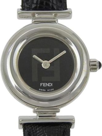 Fendi Pre-owned Watches, female, Black, Size: ONE SIZE Pre-owned Stainless Steel Case Leather Strap Watch 320L