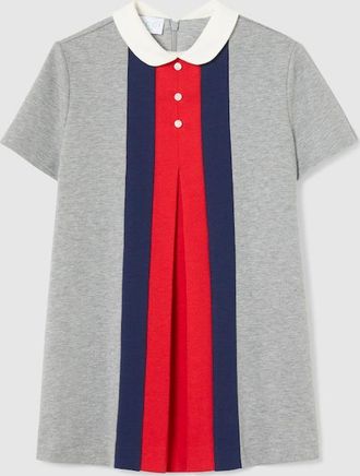 Gucci Kids - Cotton Dress With Web, Grey, Ready-to-wear
