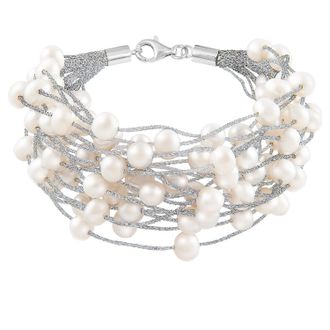Splendid Pearls Beautiful 6-7mm Freshwater Pearl Multirow Bracelet
