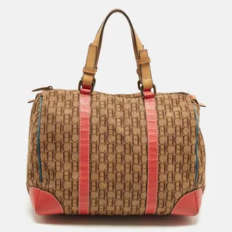 Carolina Herrera Andy Multicolor Monogram Canvas And Leather Satchel