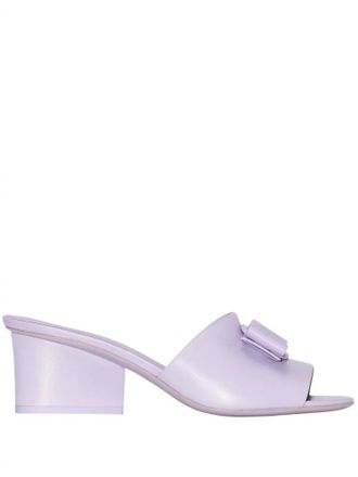 Ferragamo Womens Viva Bow Leather Sandals In Purple