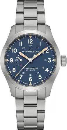 Hamilton Khaki Field Mechanical Power Reserve Bracelet Watch, 40mm in Blue at Nordstrom