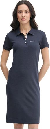 Barbour Kleedjes, Dames, Blauw, S, Katoen, Polo Shirt Midi Jurk