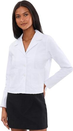Elliott Lauren Daisy, Button Front Jacket with Patch Pockets Womens Jacket White : 10, Cotton/Spandex