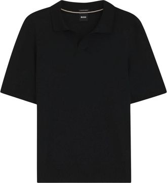 HUGO BOSS Lantoni Knit Polo - Heren - Polos - Zwart - M - Wol - Tops