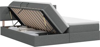 vidaXL Cama Con Almacenamiento 2 Uds. Gris Oscuro Cuero Sint&eacute;tico Vidaxl