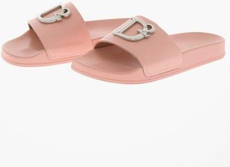 Dsquared2 Leather Solid-Color Slides with D2 Monogram in Metal size 36