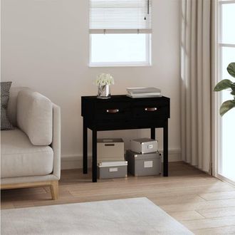 vidaXL Mesa Consola Madera Maciza De Pino Negro 76,5x40x75 Cm Vidaxl