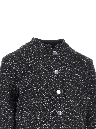 Emporio Armani Sequin-Embellished Boucl&eacute; Cotton Jacket - Black