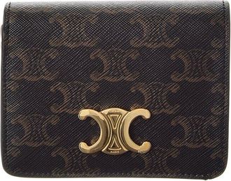 Celine Triomphe Canvas & Leather Compact Wallet