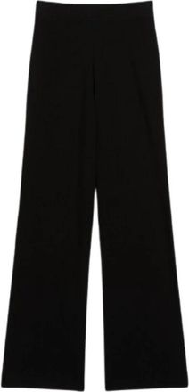 Max Mara Zwarte relaxte broek met elastische taille - Dames - Wijde Broeken - Zwart - S - Broeken